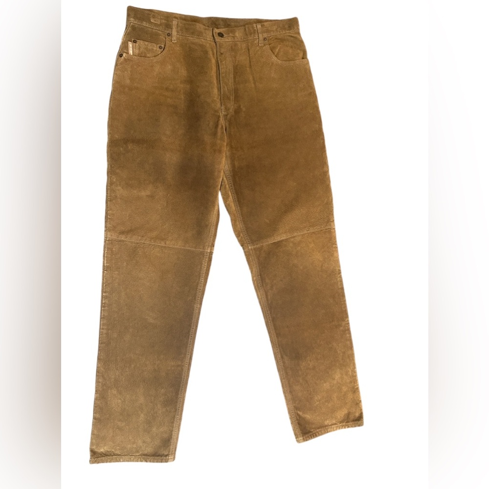 VINTAGE SUEDE BROWN LEATHER PANTS GENUINE LEATHER SUEDE HIGH RISE PANTS